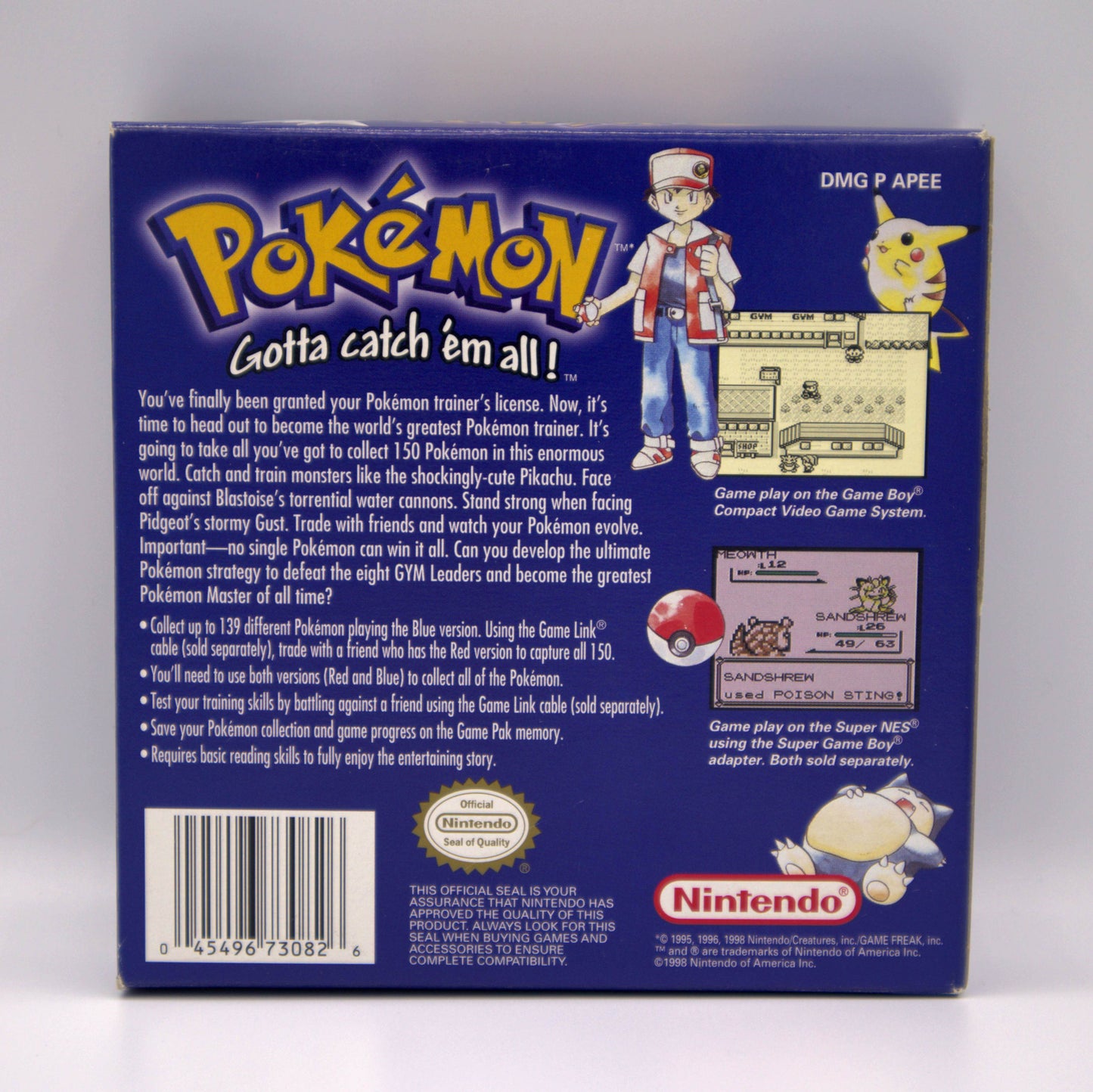 1998 EN Pokemon Blue Edition Boxed 2nd Edition Nintendo Game Boy
