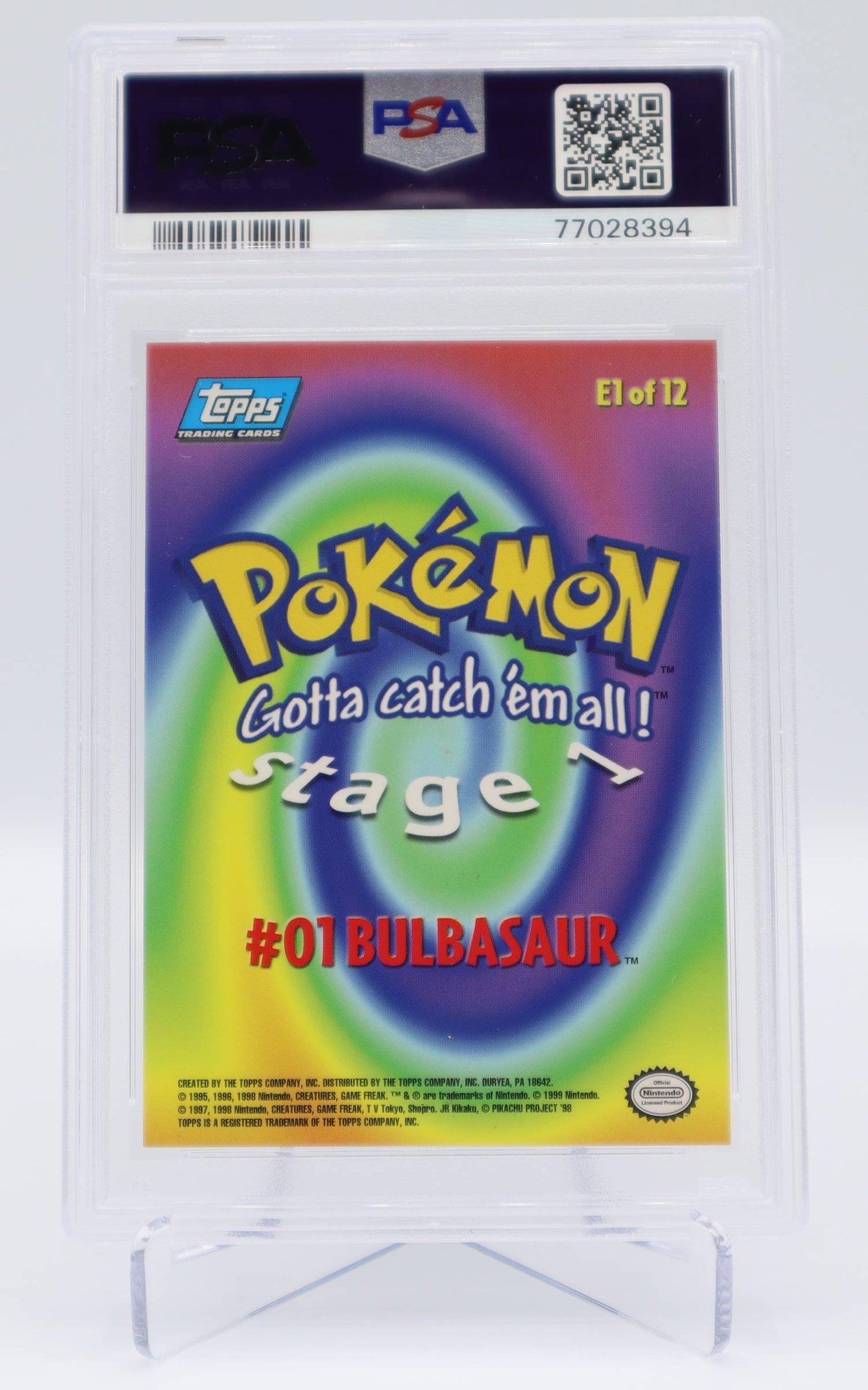 1999 EN Bulbasaur Topps Pokemon Movie Edition PSA 8