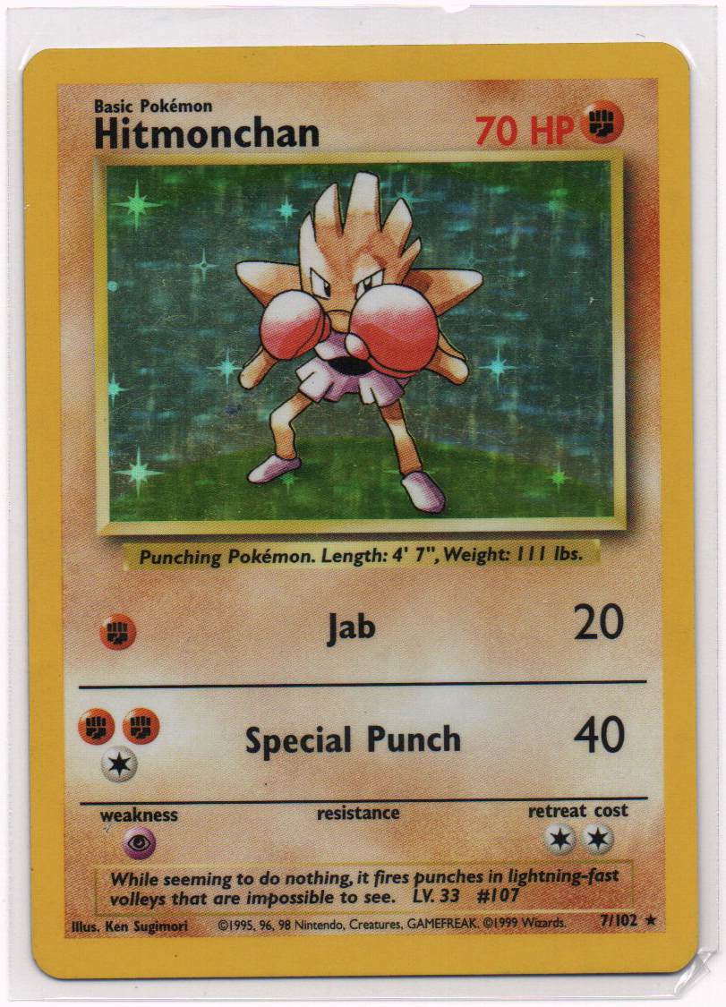 1999 EN Hitmonchan Base Set Unlimited RAW