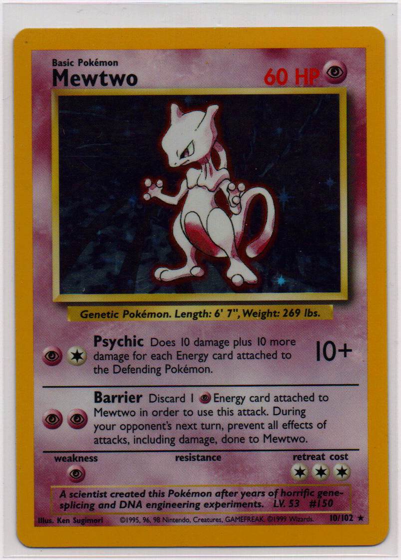 1999 EN Mewtwo Base Set Unlimited RAW