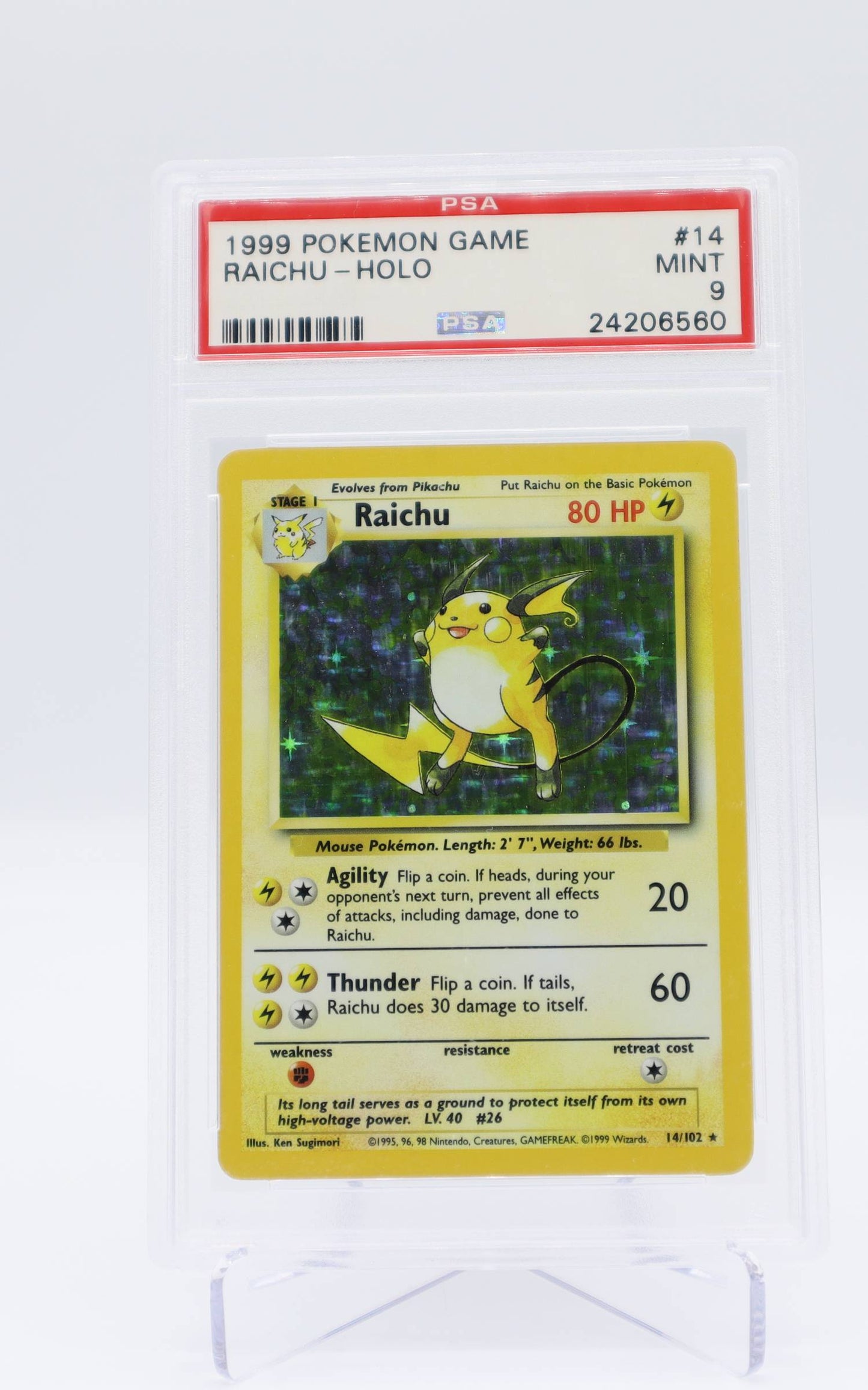 1999 EN Raichu Base set Unlimited PSA 9
