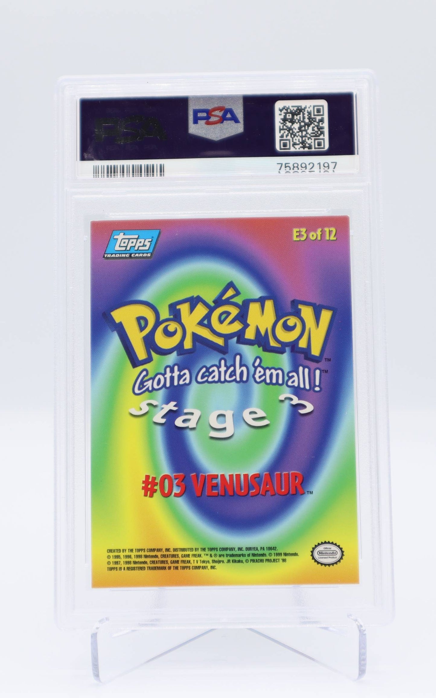 1999 EN Venusaur Topps Pokemon Movie Edition PSA 8
