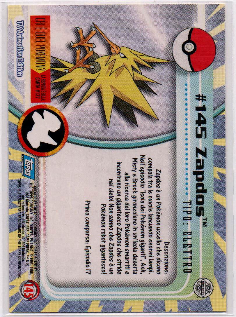 2000 EN Zapdos Topps 1st series - Blue RAW