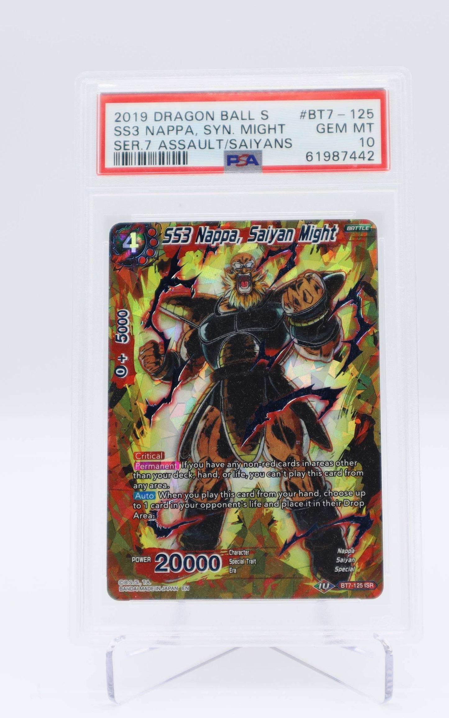 2019 EN SS3 Nappa, Saiyan Might Series 7, Assault/Saiyan's PSA 10