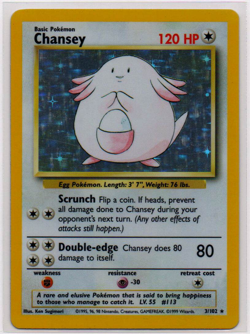 1999 EN Chansey Base Set Unlimited RAW