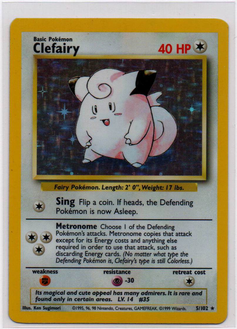1999 EN Clefairy Base Set Unlimited RAW