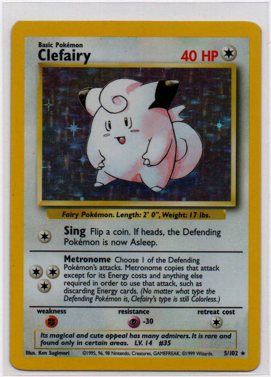 1999 EN Clefairy Base Set Unlimited RAW