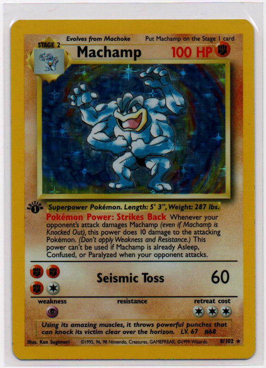 1999 EN Machamp Base Set 1st Edition RAW