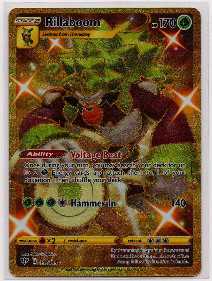 2020 EN Rillaboom Hyper Rare -Gold Darkness Ablaze RAW