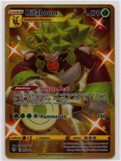 2020 EN Rillaboom Hyper Rare -Gold Darkness Ablaze RAW