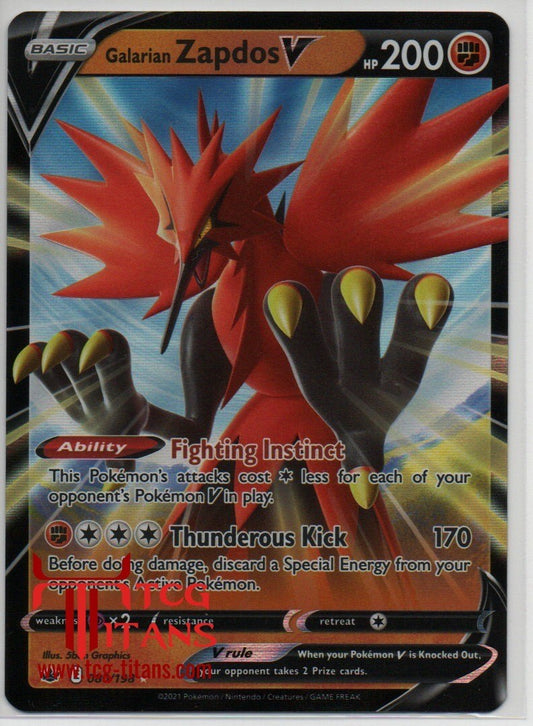 2021 EN Galarian Zapdos V Chilling Reign RAW