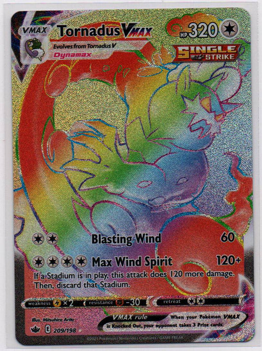 2021 EN Tornadus VMAX - Rainbow Rare Chilling Reign RAW